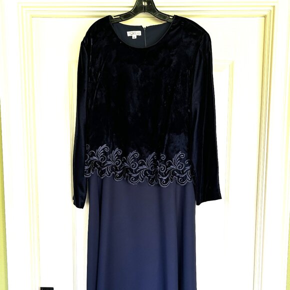 Talbot's 18 Long Evening Dress Midnight Blue - Picture 1 of 10